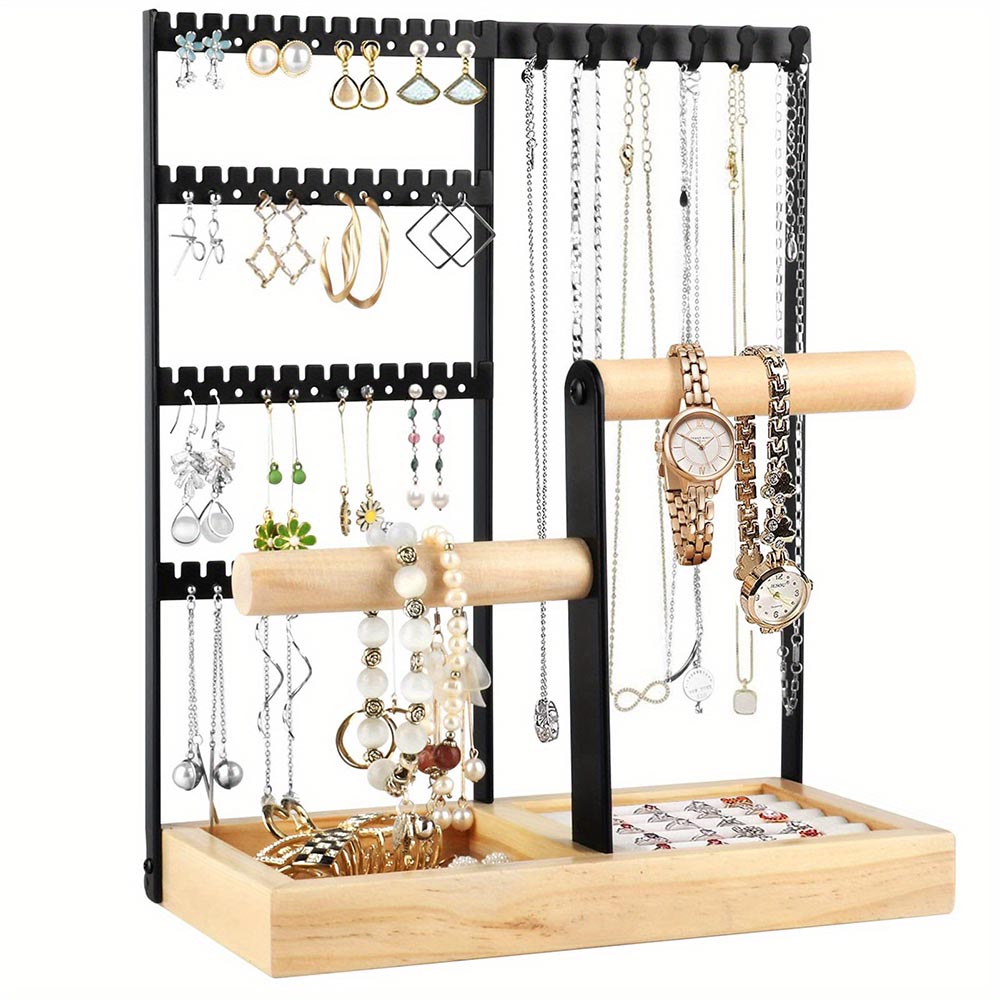 Vibe Geeks Desktop Jewelry Organizer Jewelry Stand with Ring and Bracelet Holder - White