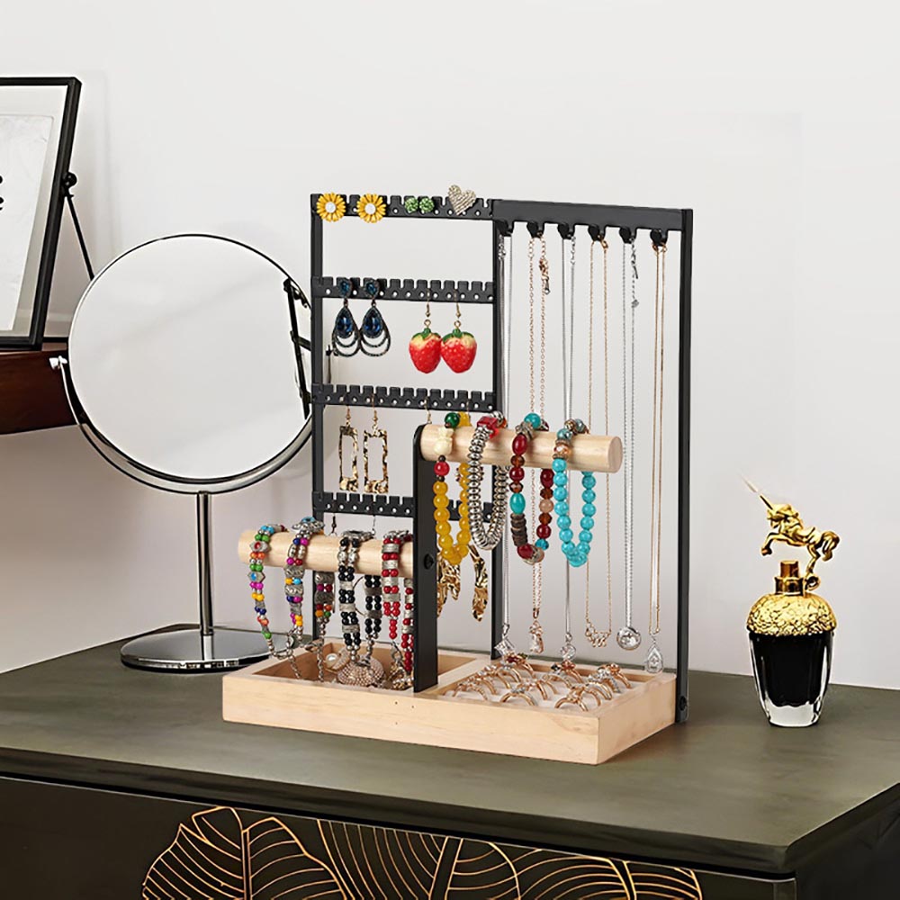Vibe Geeks Desktop Jewelry Organizer Jewelry Stand with Ring and Bracelet Holder - White