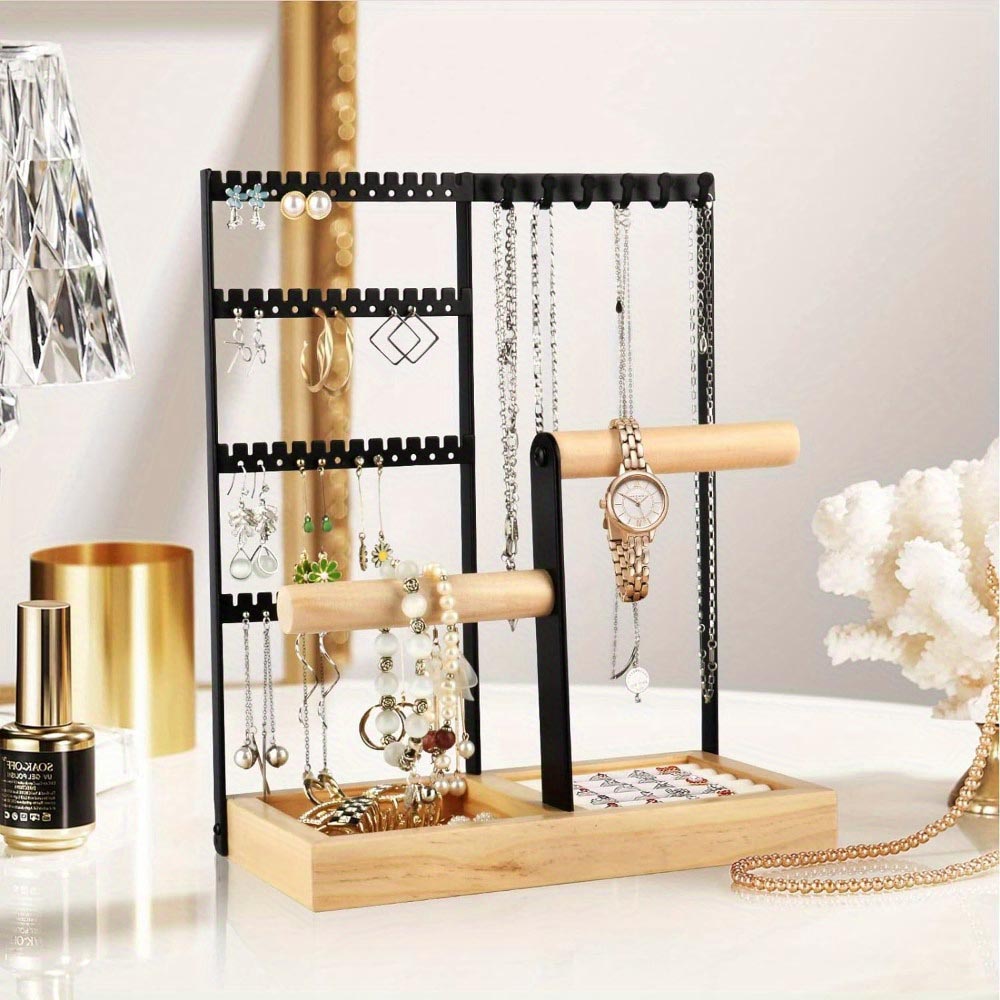Vibe Geeks Desktop Jewelry Organizer Jewelry Stand with Ring and Bracelet Holder - White