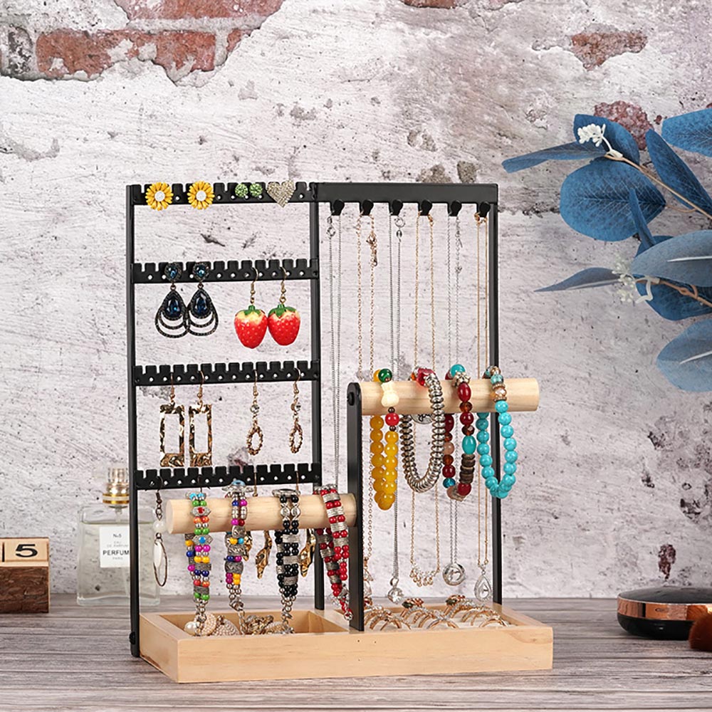 Vibe Geeks Desktop Jewelry Organizer Jewelry Stand with Ring and Bracelet Holder - White
