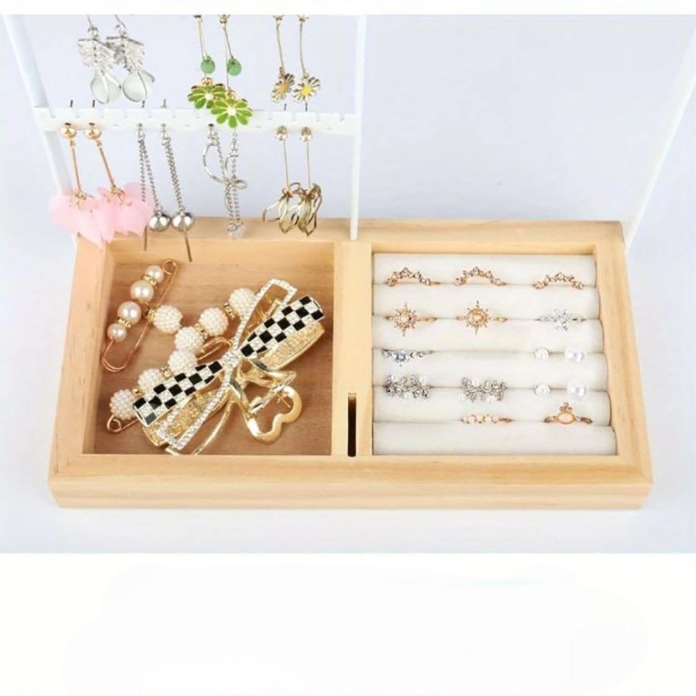 Vibe Geeks Desktop Jewelry Organizer Jewelry Stand with Ring and Bracelet Holder - White