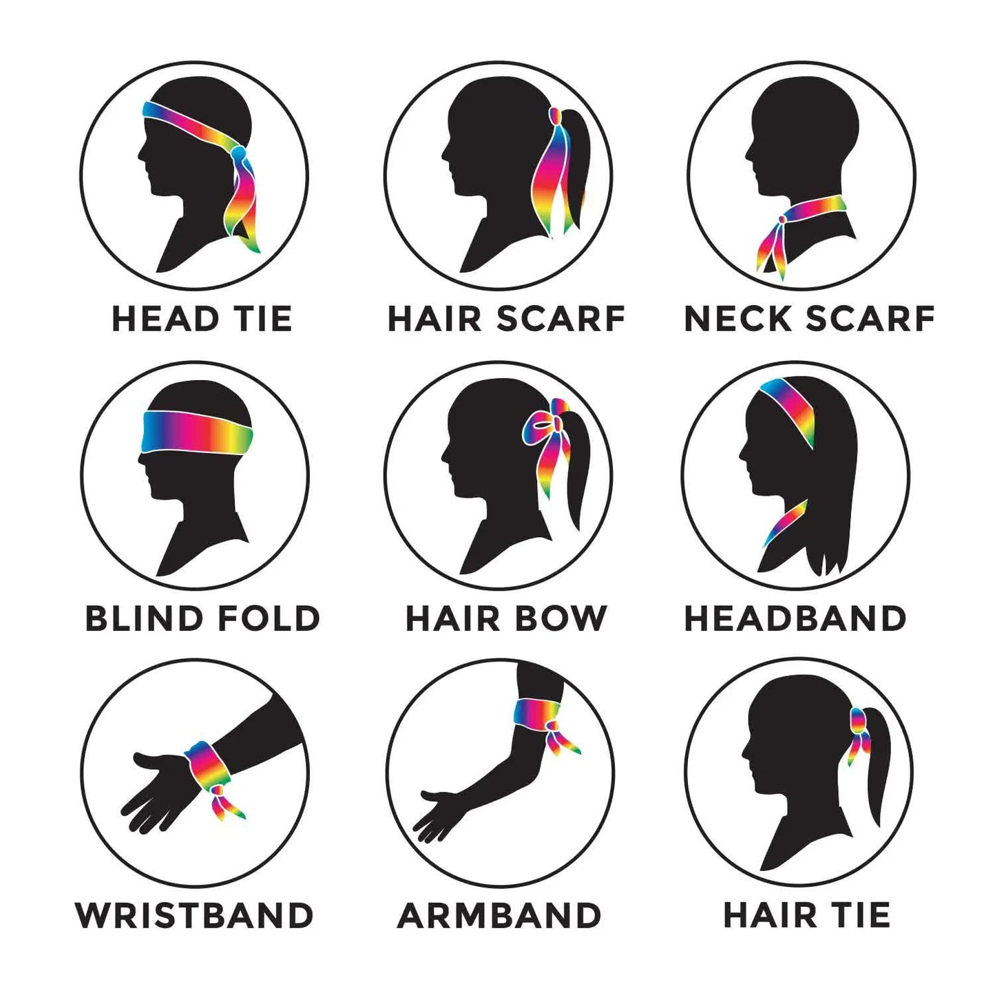 Rainbow Long Headband Band Gay Pride Scarf LBGTQ Hair Tie Headband Costume Party