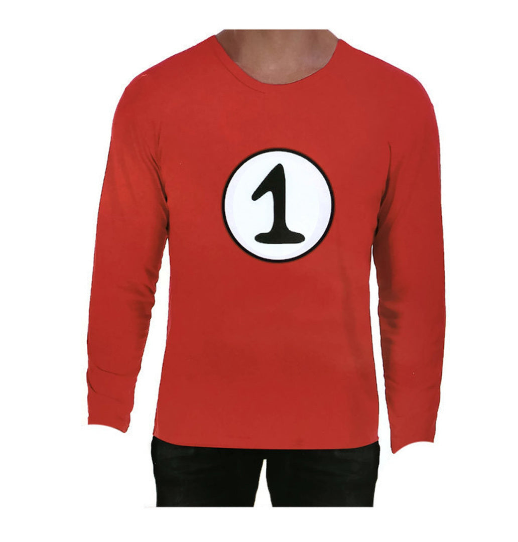 Adult Cat In The Hat Thing 1 Dr Seuss Red Top Party Costume Book Week - L
