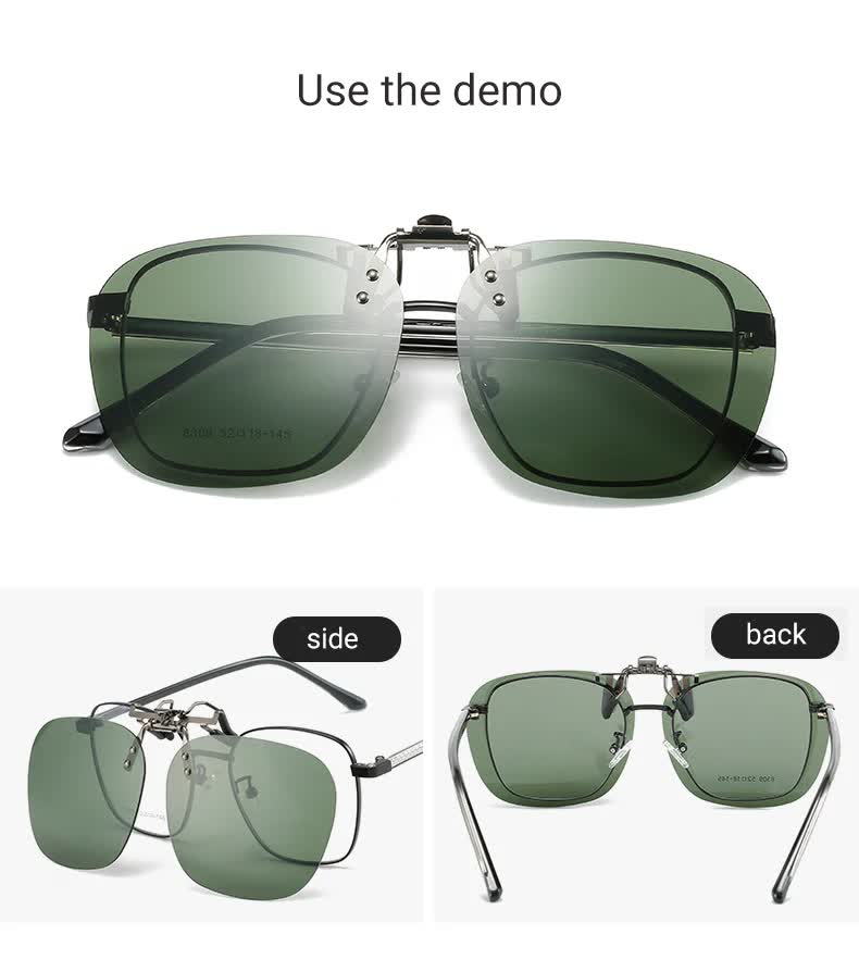2 Pcs Night Vision Yellow Polarized Clip-On Sunglasses - Day & Night Use, Frameless Polygon Design for Fishing & Driving