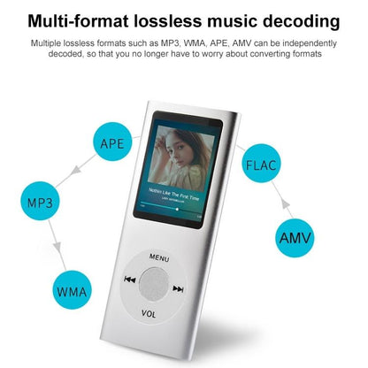 1.8 Inch Metal Mp4 Player + 16G Tf Card + Earphone + Cable - Blue - With 8G Tf Card+Earphone+Cable