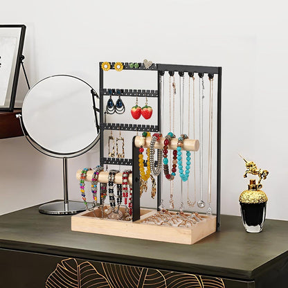 Vibe Geeks Desktop Jewelry Organizer Jewelry Stand with Ring and Bracelet Holder - White