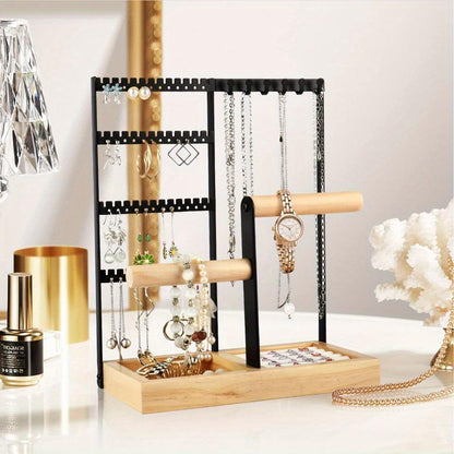 Vibe Geeks Desktop Jewelry Organizer Jewelry Stand with Ring and Bracelet Holder - White