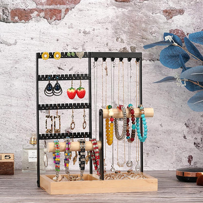 Vibe Geeks Desktop Jewelry Organizer Jewelry Stand with Ring and Bracelet Holder - White