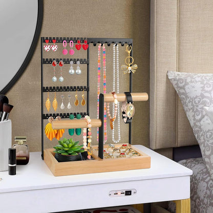 Vibe Geeks Desktop Jewelry Organizer Jewelry Stand with Ring and Bracelet Holder - White