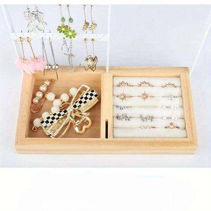 Vibe Geeks Desktop Jewelry Organizer Jewelry Stand with Ring and Bracelet Holder - White