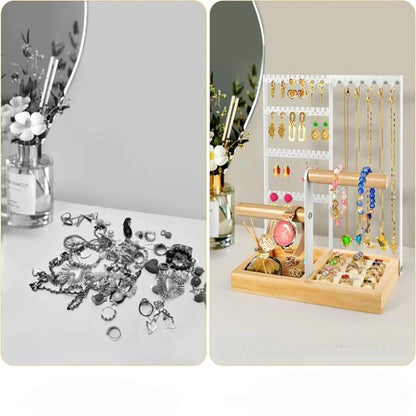 Vibe Geeks Desktop Jewelry Organizer Jewelry Stand with Ring and Bracelet Holder - White