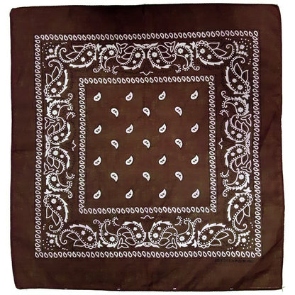 BANDANA Paisley 100% COTTON Head Wrap Durag Bandanna Summer Scarf Mask - Brown
