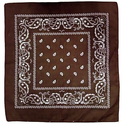 BANDANA Paisley 100% COTTON Head Wrap Durag Bandanna Summer Scarf Mask - Brown