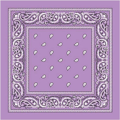 BANDANA Paisley 100% COTTON Head Wrap Durag Bandanna Summer Biker Scarf Mask - Lilac