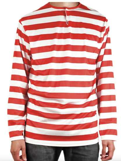 ADULTS Book Week Red and White Striped Top Shirt Costume Party Dress Up - Medium