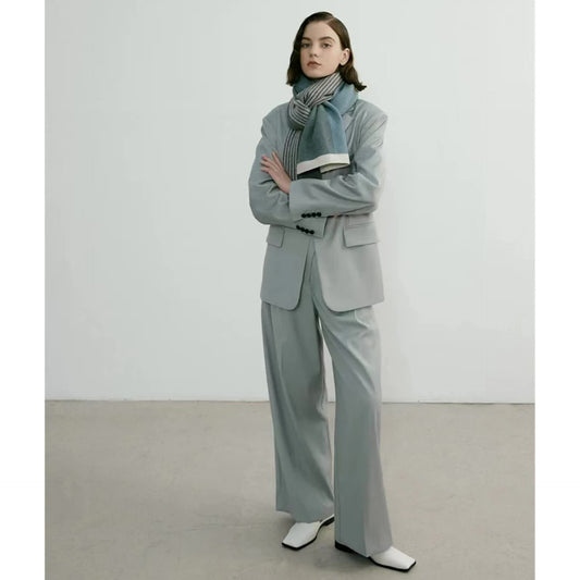 Blue Luxury Striped Suede-Feel Scarf - Soft and Warm for All Seasons