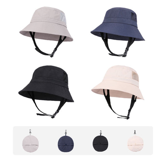 Black UV50+ Sun Protection Bucket Hat - Waterproof, Quick-Dry, Foldable Outdoor Fishing Hat for Men and Women