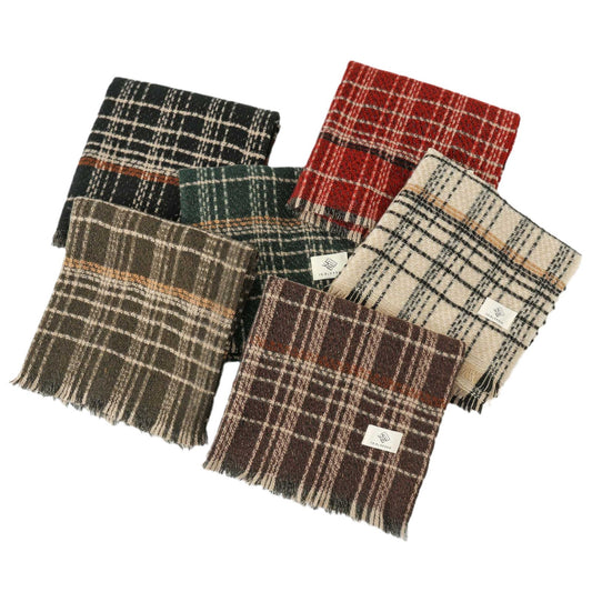 Red Chic Plaid Winter Scarf - Large Soft Polyester Shawl Wrap with Tassels, Korean Inspired Fashion
