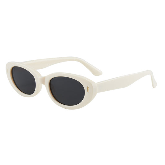 2PCS Light Yellow Grey Retro Oval Cat-Eye Sunglasses - Chic Influencer-Style Shades