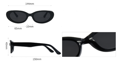 2PCS Light Yellow Grey Retro Oval Cat-Eye Sunglasses - Chic Influencer-Style Shades